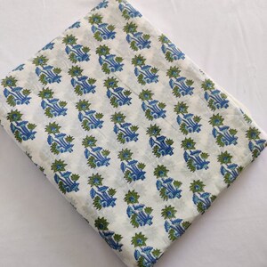 Beautiful Flower print Hand Block Printed Fabric, Cotton Fabric, Indian Fabric, fabric by yard, Block Printed Cotton womens clothing, Fabric