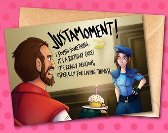 Resident Evil Birthday Card - Jill & Barry: JUSTAMOMENT! - Blank A6 Greetings Card