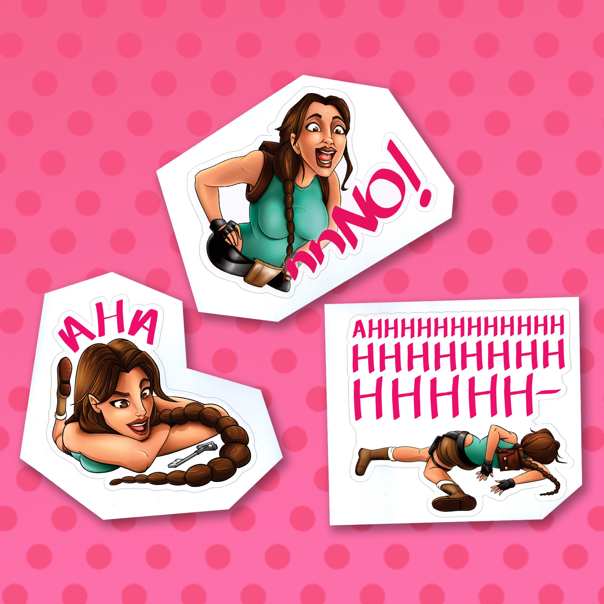 Lara Croft "Famous Phrases" Sticker Set - 3 Classic Tomb Raider Stickers
