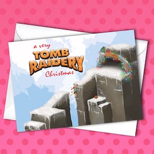 Carte de Noël Tomb Raider - Noël très Tomb Raidery - carte de voeux vierge 5 x 7