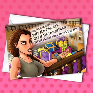 Carte d'anniversaire Tomb Raider - Ahh, la salle principale - carte de voeux vierge 5 x 7