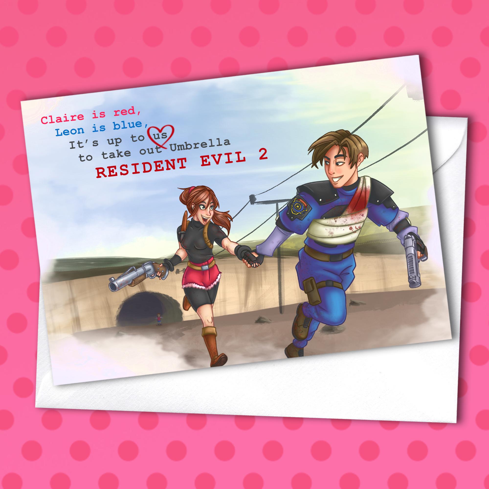 バイオハザード　rerident evil　レオン　カード Resident Evil Valentine's Card: Leon & Claire Anniversary Card - Etsy
