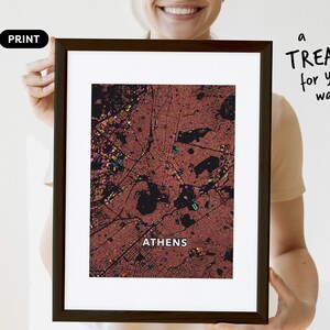 Athens, Greece, city map print. An unusual, colourful and creative map print by Globe Plotters. image 3