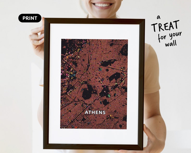 Athens, Greece, city map print. An unusual, colourful and creative map print by Globe Plotters. image 3