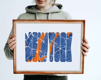 NEW YORK in type. Typographic map poster.