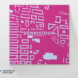 Dennistoun, East End, Glasgow. Druckbare Stadt Nachbarschaft Karte. .
