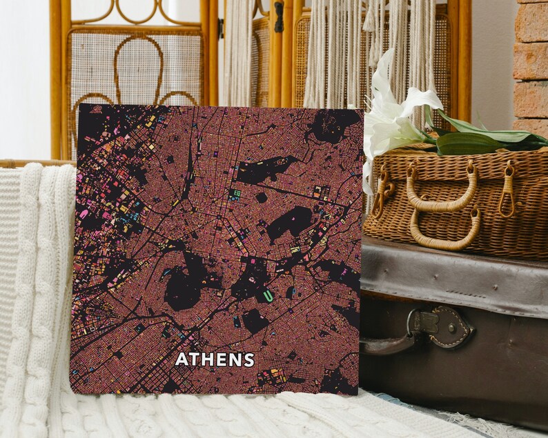 Athens, Greece, city map print. An unusual, colourful and creative map print by Globe Plotters. image 5