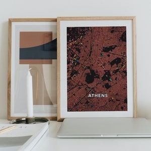 Athens, Greece, city map print. An unusual, colourful and creative map print by Globe Plotters. image 6