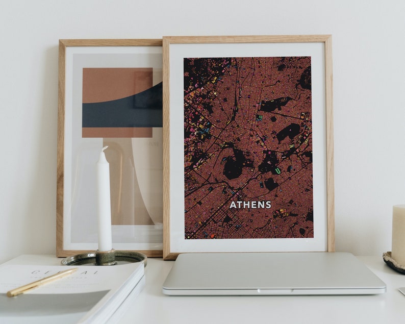 Athens, Greece, city map print. An unusual, colourful and creative map print by Globe Plotters. image 6