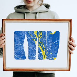 Kyiv in type. Typographic map poster. image 1