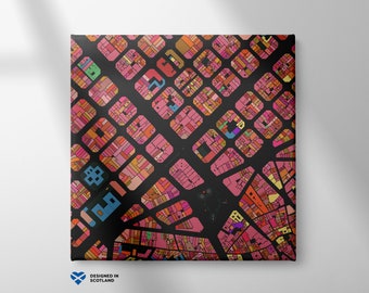 Barcelona, Spain, city map. An unusual, colourful and creative map print artwork