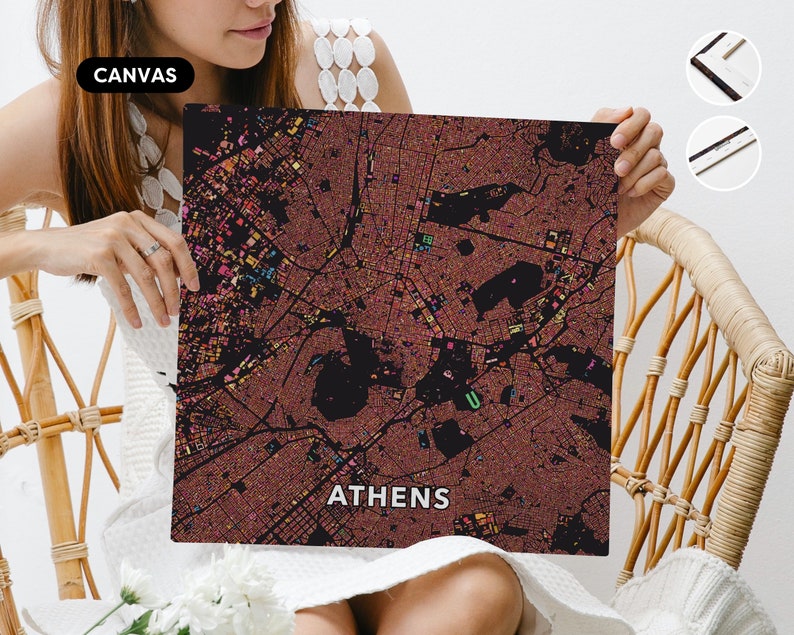 Athens, Greece, city map print. An unusual, colourful and creative map print by Globe Plotters. image 2