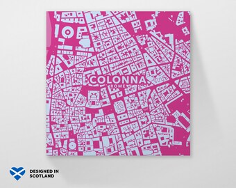 Colonna, Rome city neighbourhood. An unusual, colourful and creative map print by Globe Plotters.