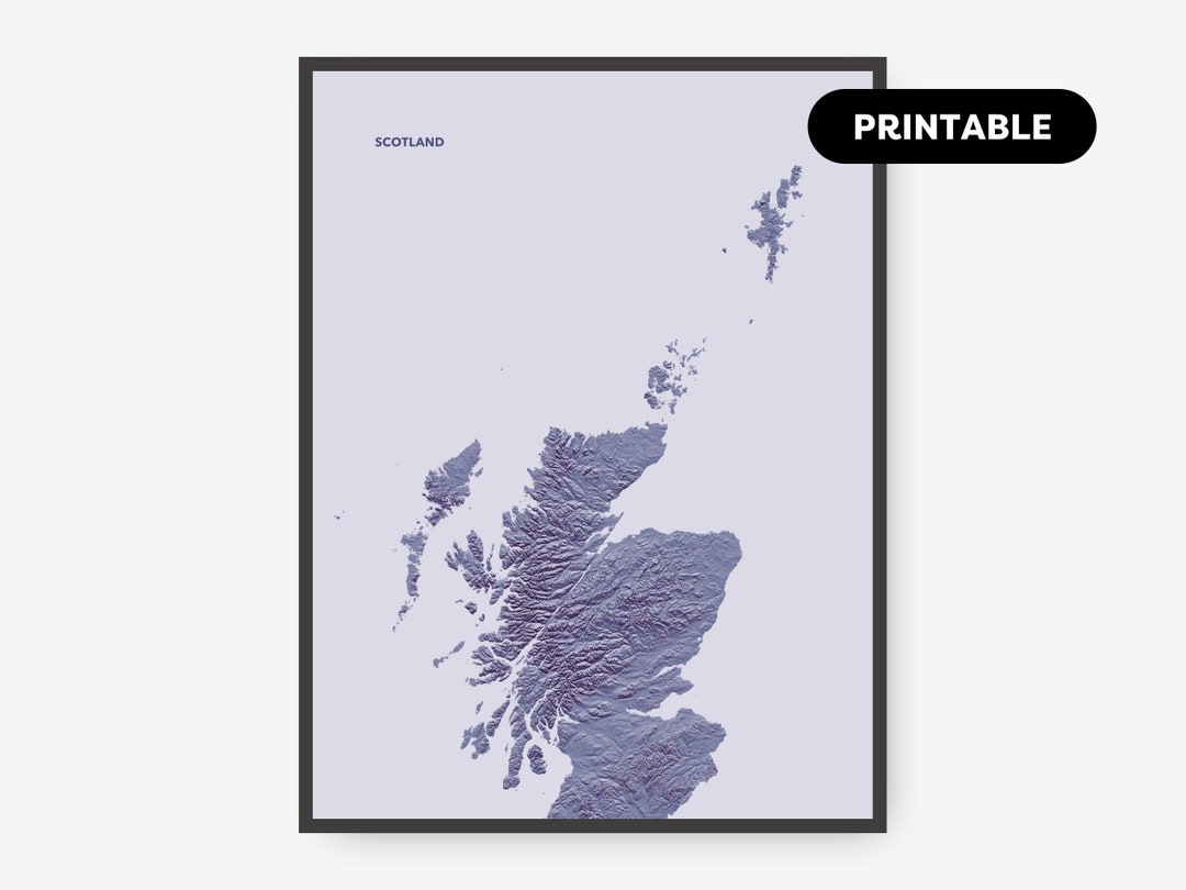 Scotland Map Print Out Scotland by Nature, Printable Map Poster, Purple. - Etsy