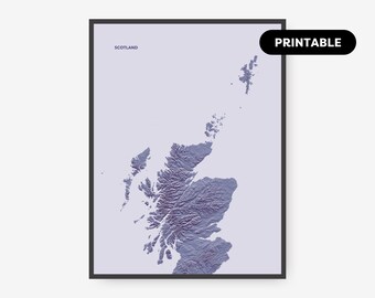 Scotland by nature, Printable map poster, Purple.