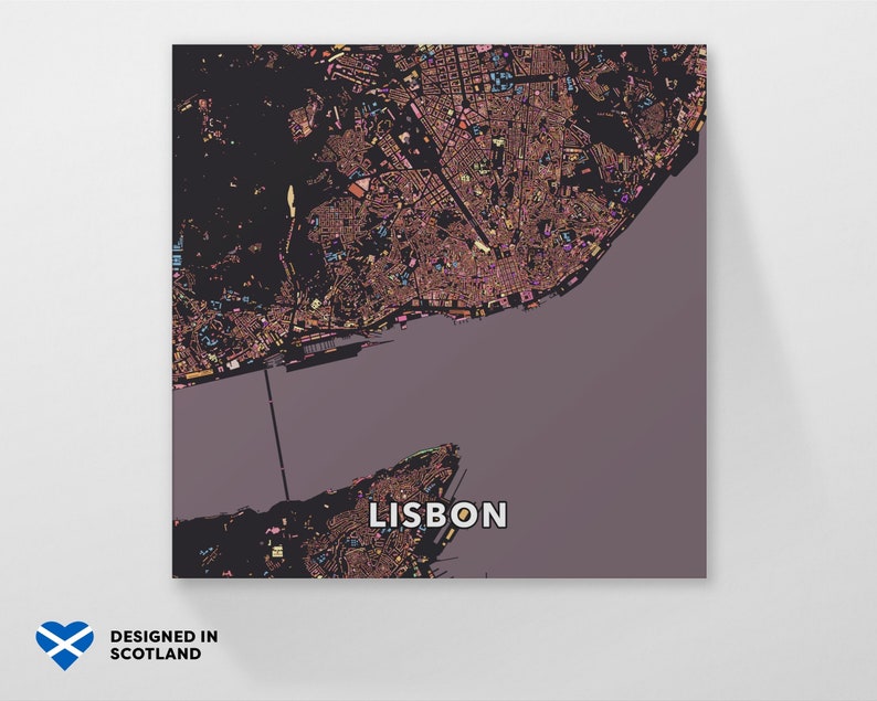 Lisbon city. An unusual, colourful and creative map print by Globe Plotters. image 1