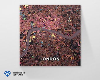 London, UK, city map print. An unusual, colourful and creative map print by Globe Plotters.