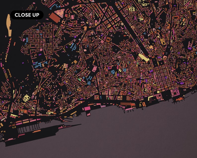 Città di Lisbona. Una mappa insolita, colorata e creativa stampata da Globe Plotters. immagine 9