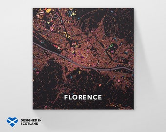 Florence, Italy, city map print. A cool, unique and colourful Scandinavian style wall art.