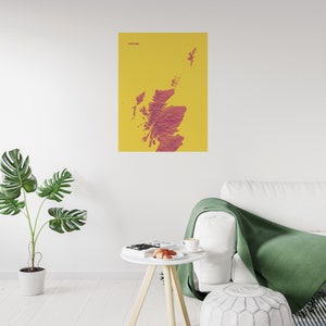 Scotland by nature, Printable map poster, Yellow. image 3