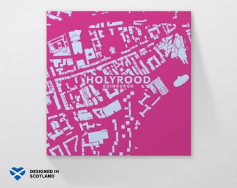 Holyrood, Edinburgh city neighbourhood. An unusual, colourful and creative map print by Globe Plotters.