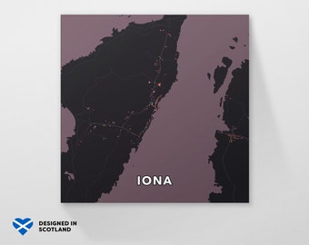 Iona, Scotland. An unusual, colourful and creative art print by Globe Plotters.