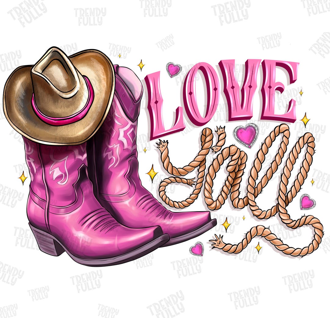 Love Y'all PNG, Western Valentine Png, Cowgirl Valentines Png, Cowboy ...