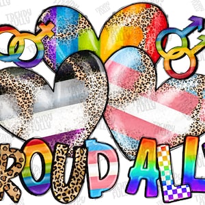 Proud Ally png, LGBT, Rainbow, sublimation design download, LGBTQ+ png, Pride png, pride flag png, Human Png, sublimate designs download