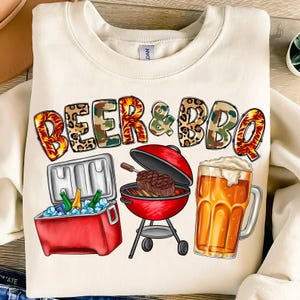 Beer and BBQ PNG,BBQ Sublimation Design,Grill Party Design,Beer Lover Shirt Design,Barbecue Digital Download,Beer and Grill Design