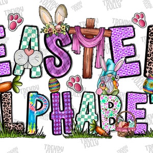 Easter Doodle Alphabet Bundle, Easter PNG Letters, Sublimation Design, Easter Day Png, Bunny Alphabet, Easter Font, Bunny,Digital Download