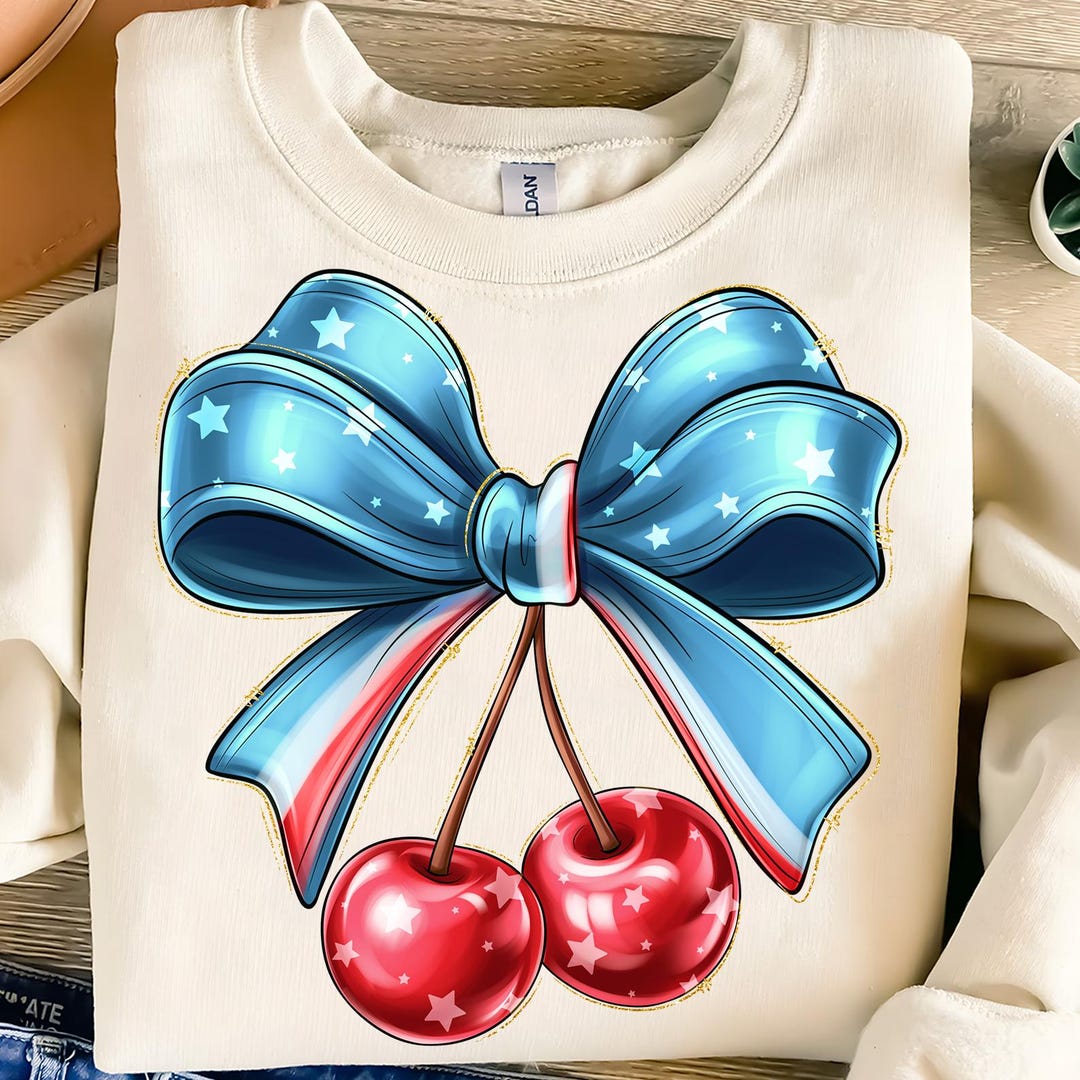 Coquette Cherry Bow Png, America Png, 4th of July Png, Coquette Bow Png ...
