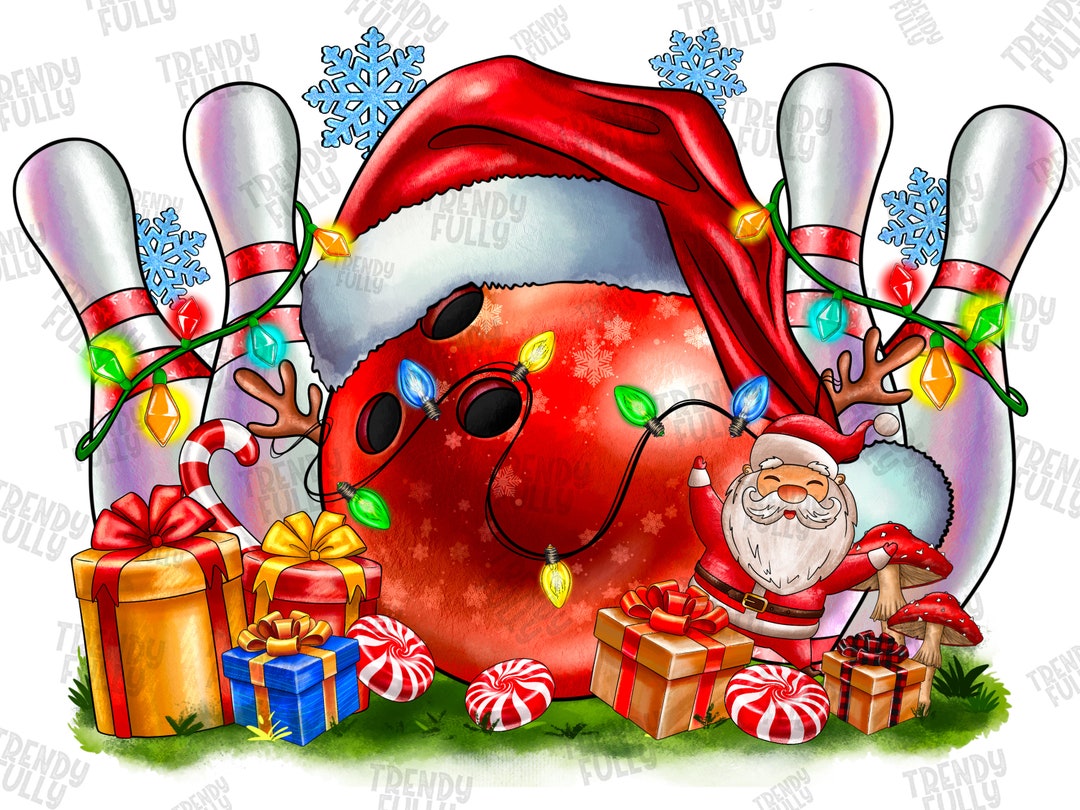Christmas Bowling Png, Bowling, Santa Claus Png, Merry Christmas Png, Xmas, Christmas Gifts
