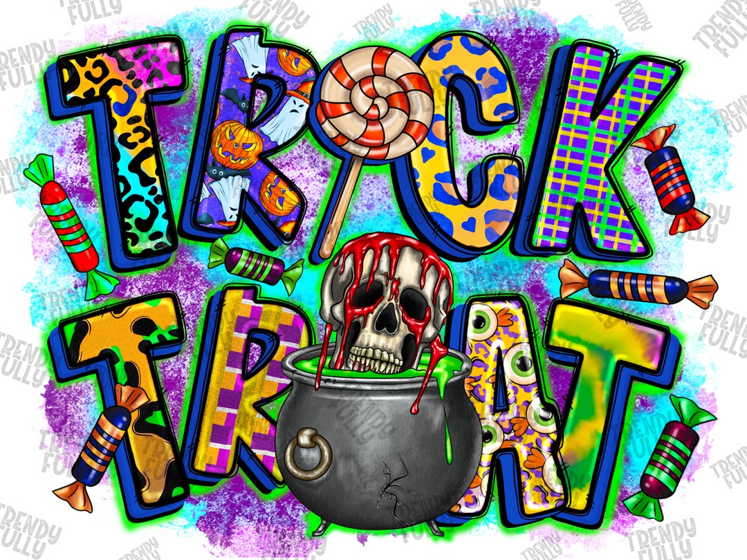 Trick or Treat Png, Pumpkin Png, Halloween Png, Skeleton Png, Spooky ...