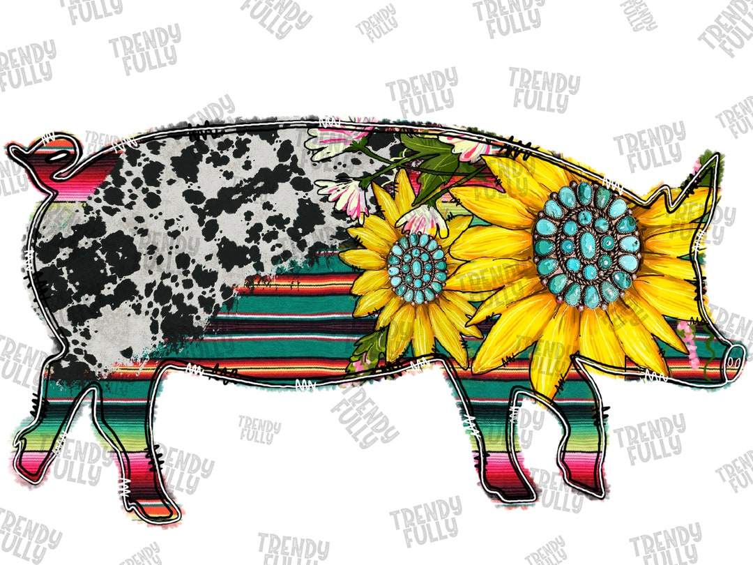 Sunflower Pig Png, Sunflower Pig Png, Gemstone Turquoise, Cowhide