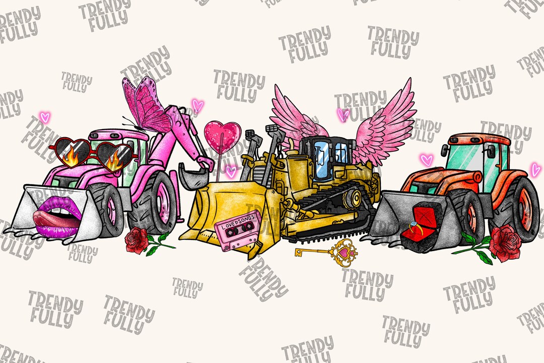 Valentine's Day Construction Loaders Png Sublimation - Etsy