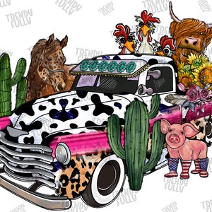 Western Animals Truck Png, Country, Western, Leopard, Cactus Png, Gemstone Turquoise, Truck Png,Cow Png, Pig,Sublimation Designs,Digital Art