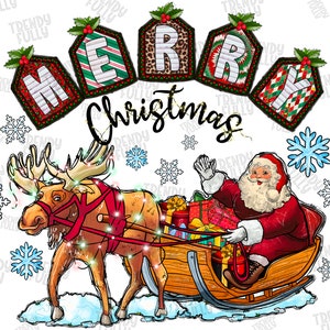 Christmas Santas Sleigh Png, sublimation design download, Christmas png, Christmas Santa png, reindeers png, sublimate designs download