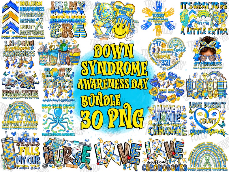 Down Syndrome Png Bundle, Down Syndrome Awareness Day png,Bundle Png,Sublimation design, Love Down Syndrome,Digital download,Down Syndrome image 1