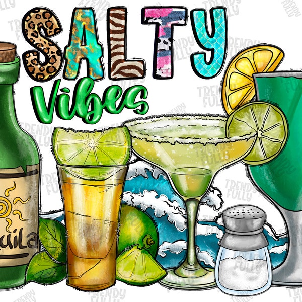 Salty Vibes Png, Sublimation Design Png, Summer Drink, Summer Design, Sun Png, Tequila Png, Margarita, Wave, Instant Download, Digital Print