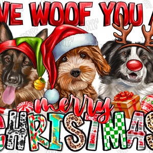 We Woof You A Merry Christmas Png Sublimation Design, Happy New Year Clipart, Christmas Dogs Png, Merry Christmas Png, Digital Download