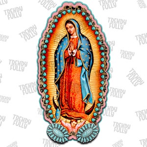 Our Lady of Guadalupe Turquoise Png,Virgen de Guadalupe PNG, Graphic Clip Art, Latina Mexican Sublimation, Virgin Mary Sublimation
