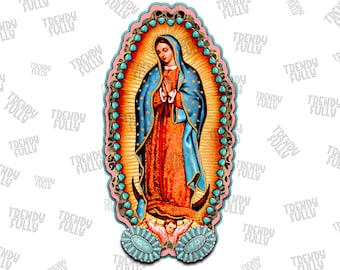 Our Lady of Guadalupe Turquoise Png,Virgen de Guadalupe PNG, Graphic Clip Art, Latina Mexican Sublimation, Virgin Mary Sublimation