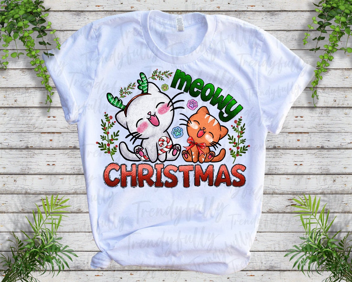 Meowy Christmas Cat PNG, Holiday Sublimation Design (digital Download ...