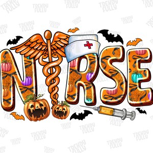 Nurse Halloween Png, Halloween png, Halloween Shirt Design, Nurse png, Pumpkin Png, Spooky Png, Sublimation Design, Png sublimation, retro