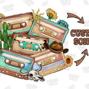 Western 90s Country Cassette Tapes, Western Png Sublimation, Cassette Tapes Designs, Png Clipart, Boho Png, Custom, Retro Sublimation Design