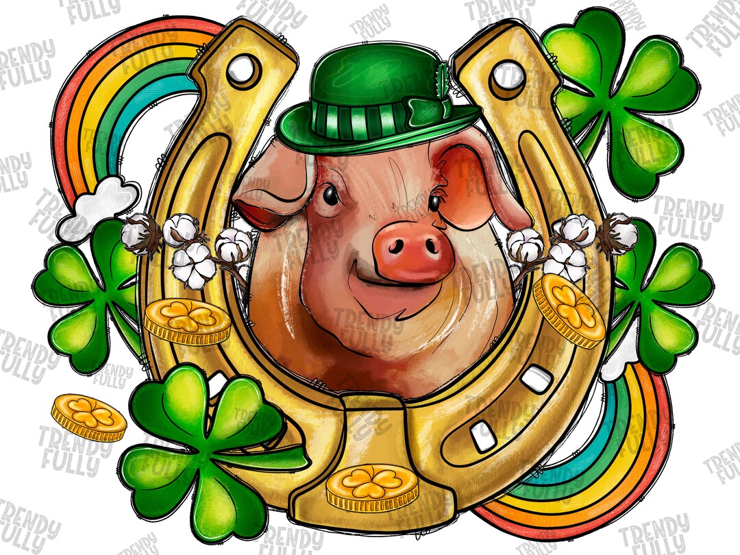 Lucky Pig Png, Pig Png, Sublimation Design, Horseshoe Png, Pig Design
