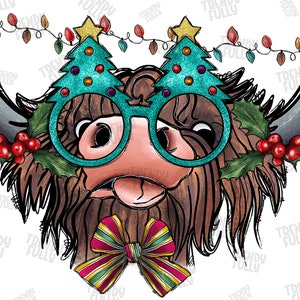 Christmas Highland Cow Png, Western Design, Western Christmas Png, Christmas Cow Png, Christmas Light Png, Western Cow Png, Digital Download