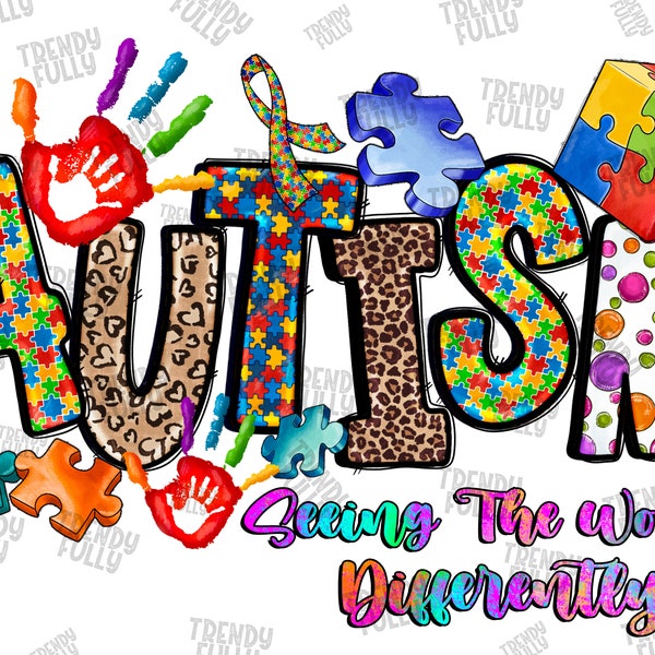 Autism Seeing The World Differently Png, Autism Acceptance Png, Autism Awareness, Puzzle Png,Awesome Png,Instant Download,Sublimation Design