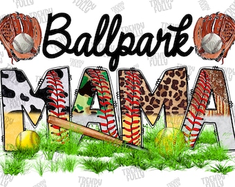 Ballpark Mama PNG, Baseball Sublimation Design (Digital Download)