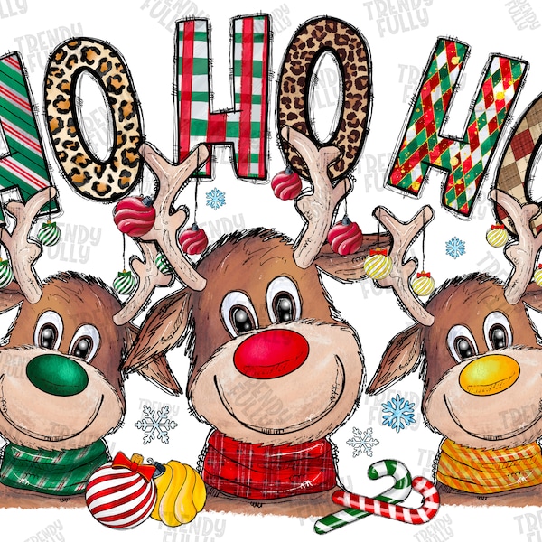 Ho Ho Ho Deer Png, Deer, Christmas Deer, Reindeer, Merry Christmas Png, Deer Png, Christmas, Sublimation Design,Digital Download